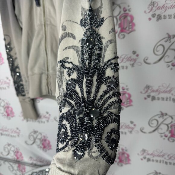 Guess sweater embroidered beads rhinestone jewels tattoo style ombré vintage - Picture 2 of 14